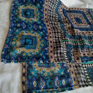 Pretty cotton and polyester  scarf with a stylised pattern, handmade